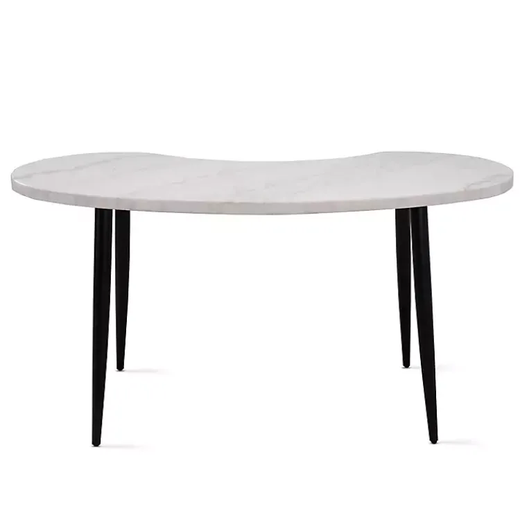 Kirklands Home White Marble Kidney Shaped Desk