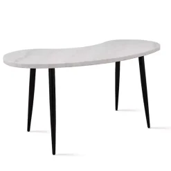 Kirklands Home White Marble Kidney Shaped Desk