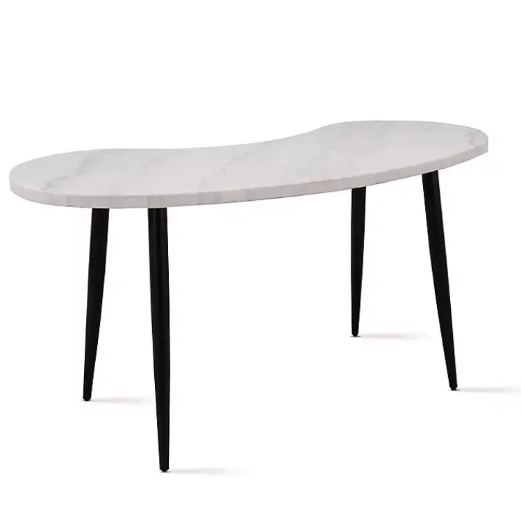 Kirklands Home White Marble Kidney Shaped Desk