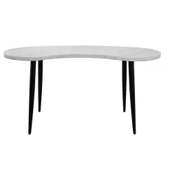 Kirklands Home White Marble Kidney Shaped Desk