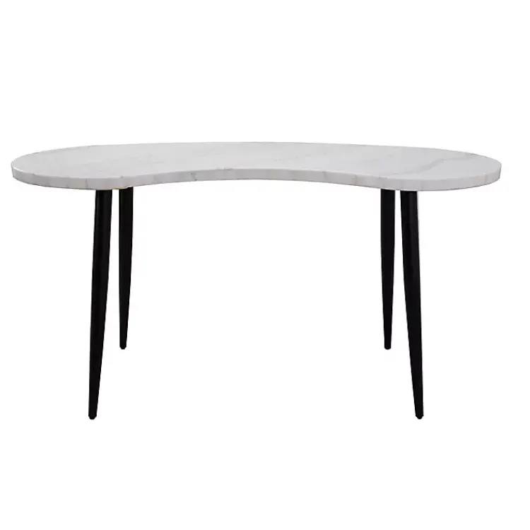 Kirklands Home White Marble Kidney Shaped Desk