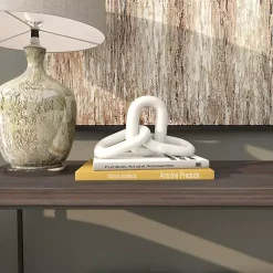 Statues & Figurines>Kirklands Home Marble 3-Link Chain Sculpture White