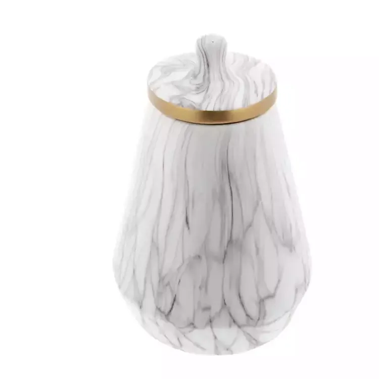 Decorative Bowls & Jars>Kirklands Home White Marble Oval Jar