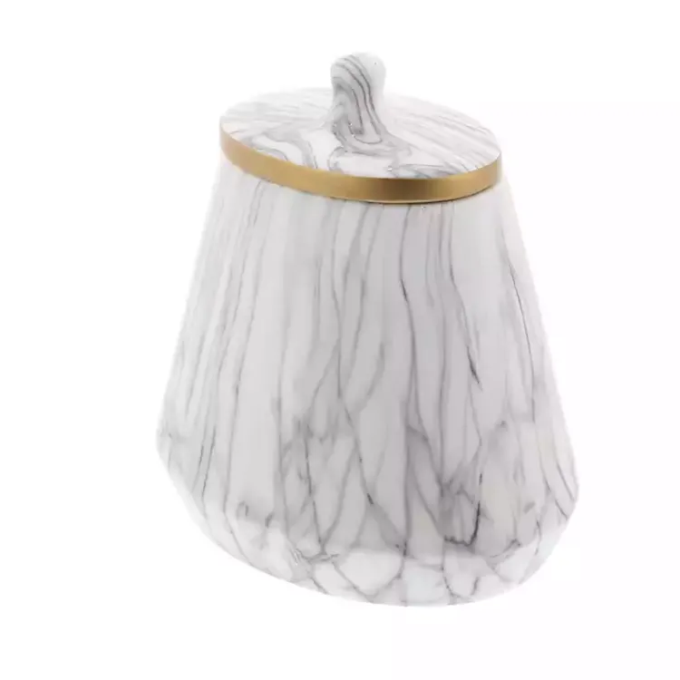 Decorative Bowls & Jars>Kirklands Home White Marble Oval Jar
