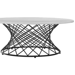Kirklands Home Marble Round Black Loxley Coffee Table White