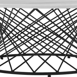Kirklands Home Marble Round Black Loxley Coffee Table White