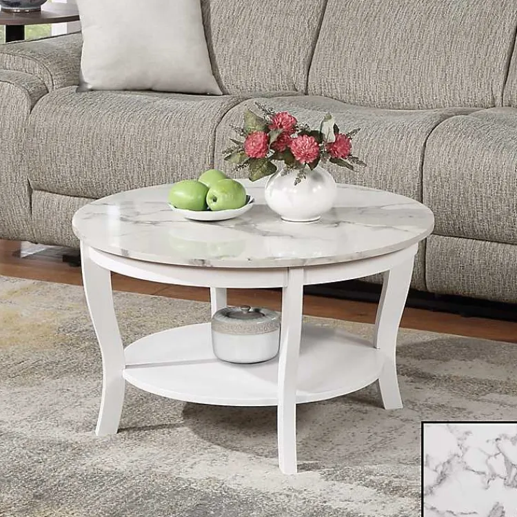 Kirklands Home Marble Round Coffee Table White Outlet