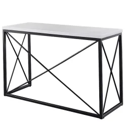Kirklands Home White Marble Top Sabin Metal Base Sofa Table Sale