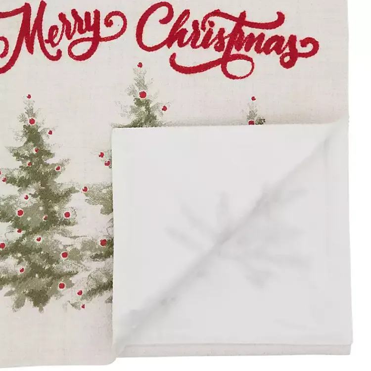 Christmas Dining & Entertaining>Kirklands Home White Merry Christmas Trees Table Runner