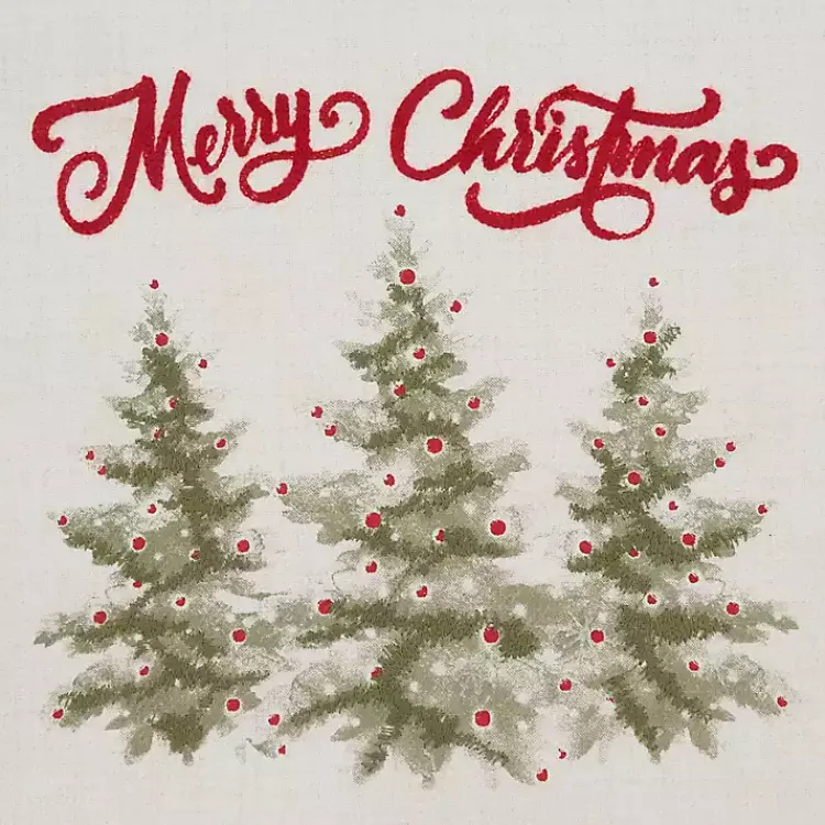 Christmas Dining & Entertaining>Kirklands Home White Merry Christmas Trees Table Runner