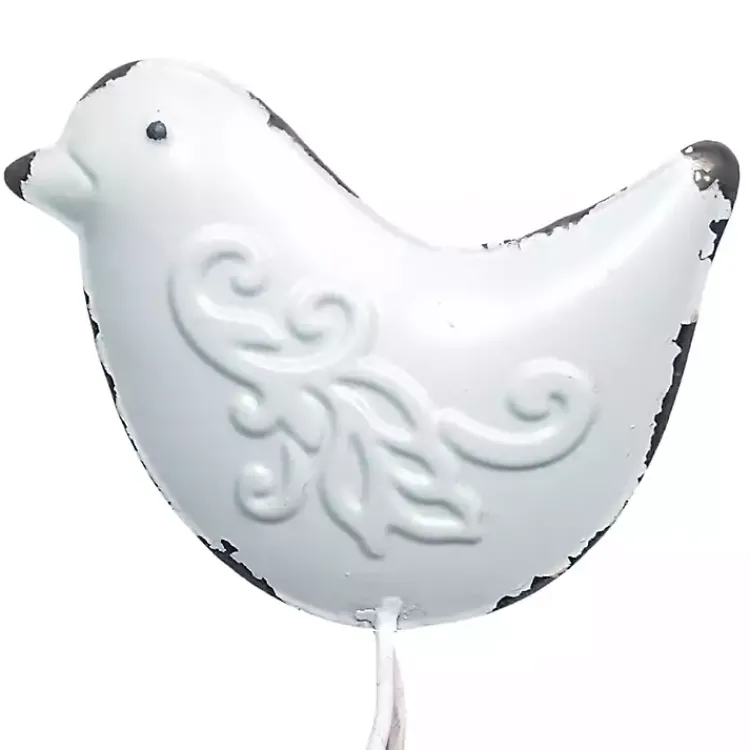 Statues & Figurines>Kirklands Home Metal Bird Statue on Wood Base, 7 in. White