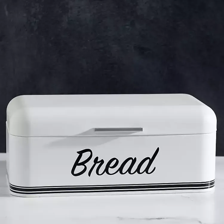 Kirklands Home Metal Bread Box White Outlet