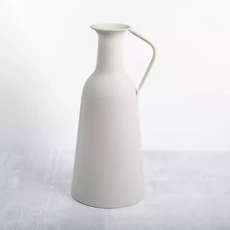Vases>Kirklands Home Metal Jug Floor Vase, 17 in. White