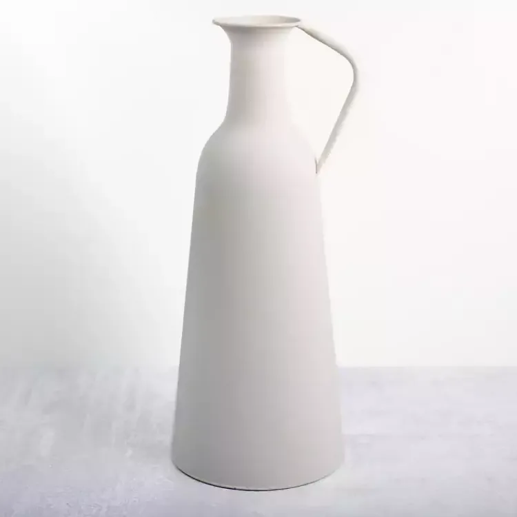 Vases>Kirklands Home Metal Jug Floor Vase, 20 in. White