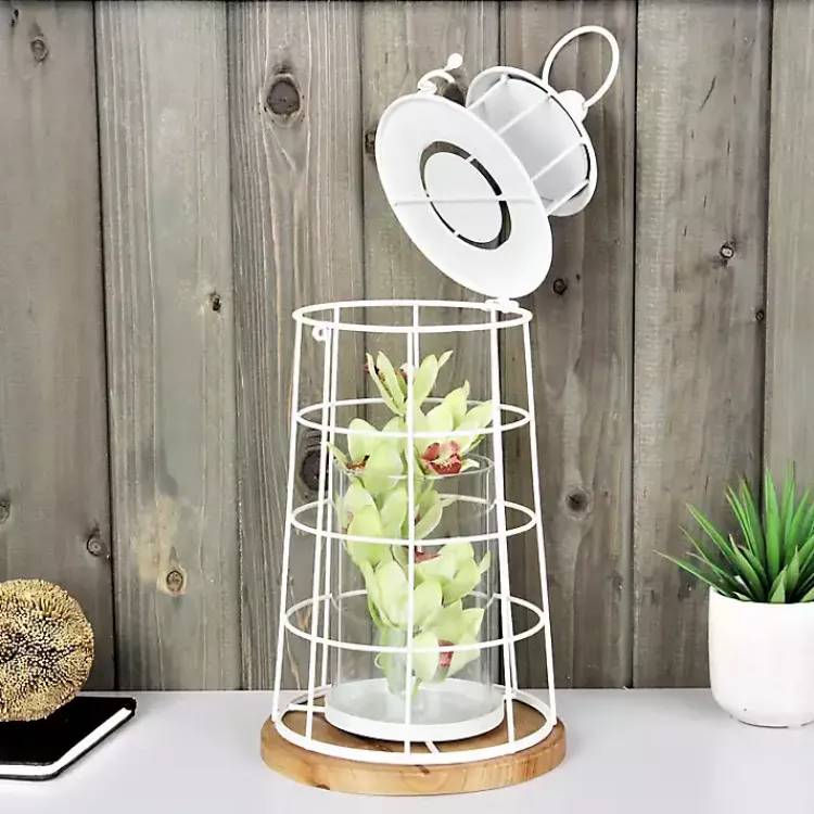 Lanterns>Kirklands Home Metal Lighthouse Lantern, 15 in. White