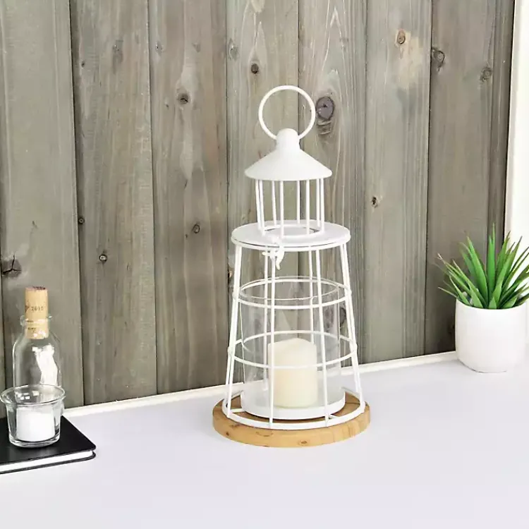 Lanterns>Kirklands Home Metal Lighthouse Lantern, 12 in. White