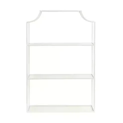 Kirklands Home Metal Scalloped 3-Tier Glass Wall Shelf White Clearance