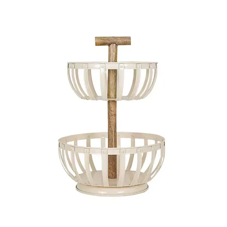 Kirklands Home Metal 2-Tier Kitchen Basket White Sale