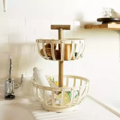 Kirklands Home Metal 2-Tier Kitchen Basket White Sale
