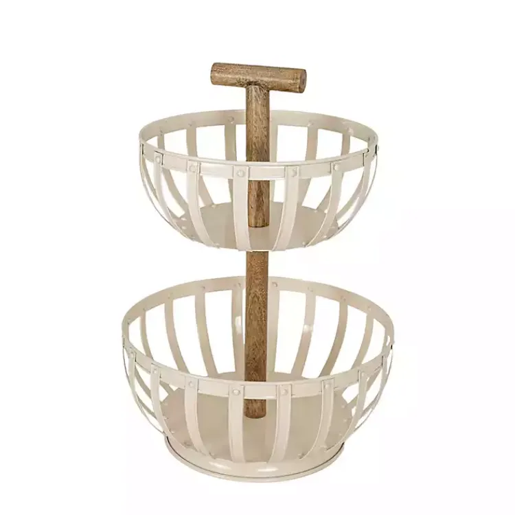 Kirklands Home Metal 2-Tier Kitchen Basket White Sale