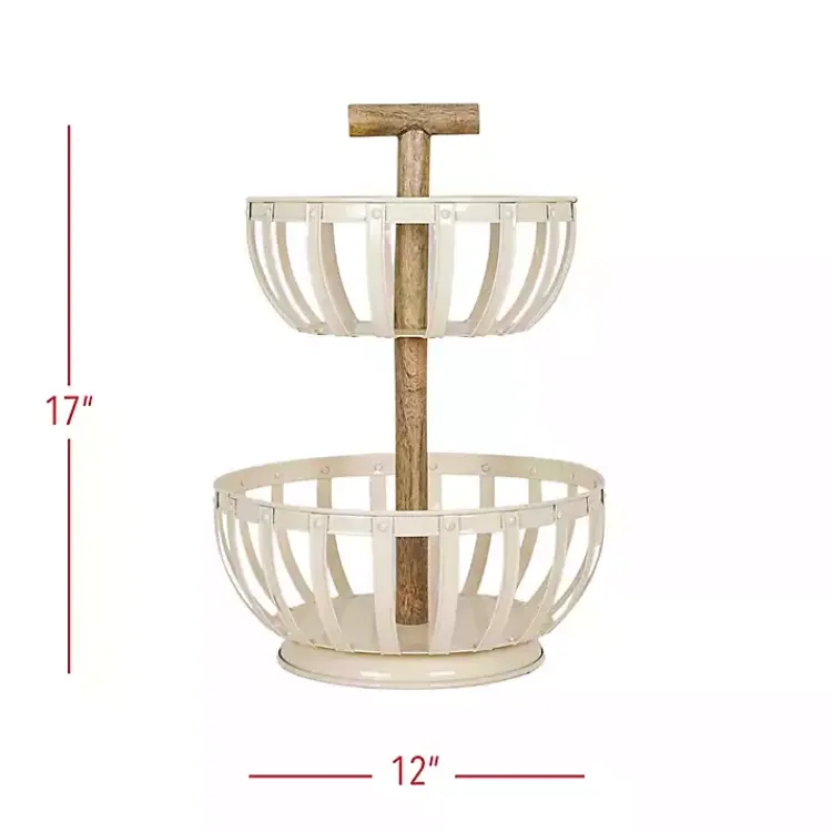 Kirklands Home Metal 2-Tier Kitchen Basket White Sale