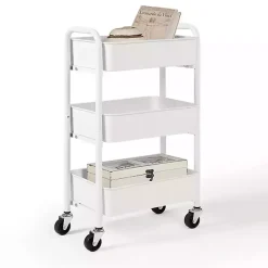 Kirklands Home Metal 3-Tier Organizer Storage Cart White Outlet