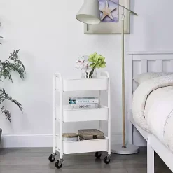 Kirklands Home Metal 3-Tier Organizer Storage Cart White Outlet