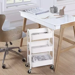 Kirklands Home Metal 3-Tier Organizer Storage Cart White Outlet
