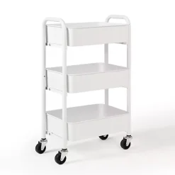 Kirklands Home Metal 3-Tier Organizer Storage Cart White Outlet