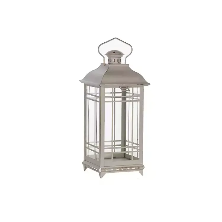 Lanterns>Kirklands Home Metal Windowpane Lanterns, Set of 3 White
