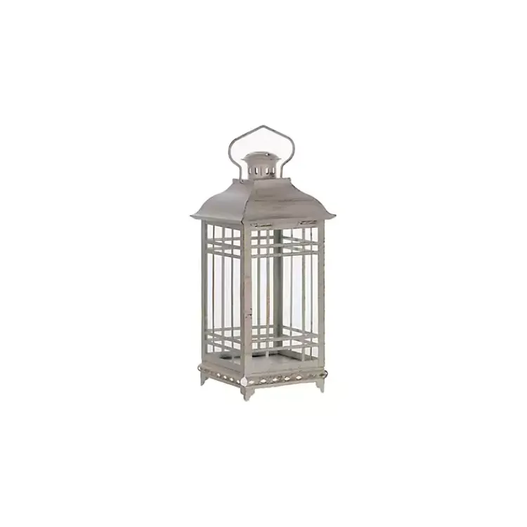 Lanterns>Kirklands Home Metal Windowpane Lanterns, Set of 3 White