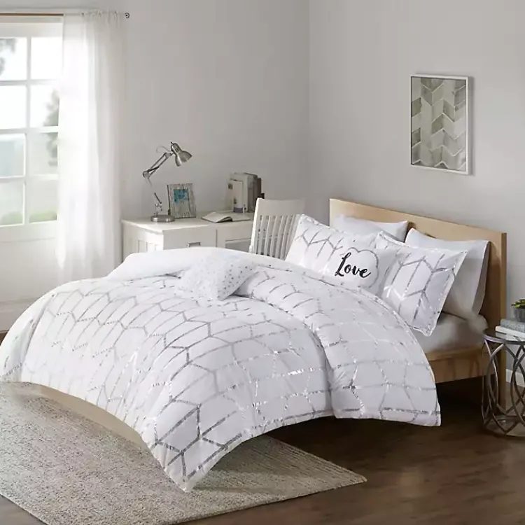 Kirklands Home White Metallic 5-pc. Full/Queen Comforter Set Best