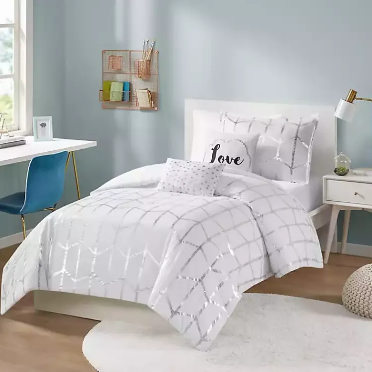 Kirklands Home White Metallic 4-pc. Twin/Twin XL Comforter Set Clearance