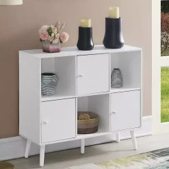 Kirklands Home Mid-Century Modern Cubby Cabinet White Clearance