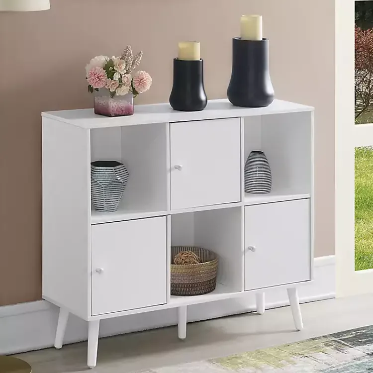 Kirklands Home Mid-Century Modern Cubby Cabinet White Clearance
