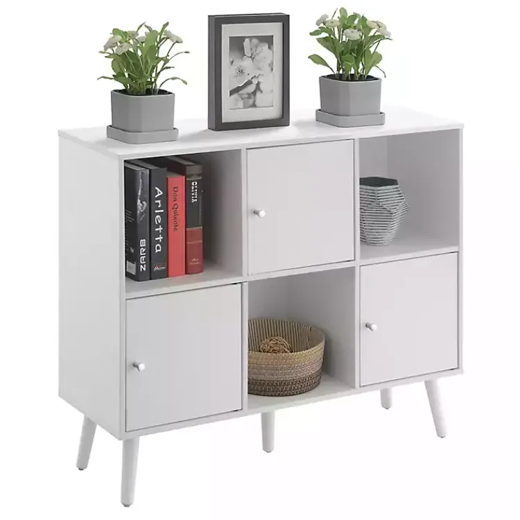 Kirklands Home Mid-Century Modern Cubby Cabinet White Clearance