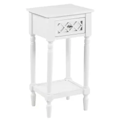 Kirklands Home Mirrored Drawer Square Accent Table White Hot