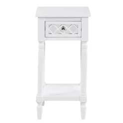 Kirklands Home Mirrored Drawer Square Accent Table White Hot