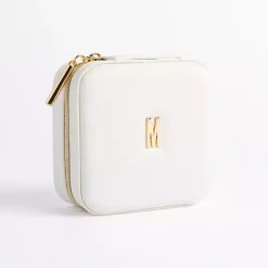 Monogram Seasonal Decor>Kirklands Home Monogram M Travel Jewelry Box White