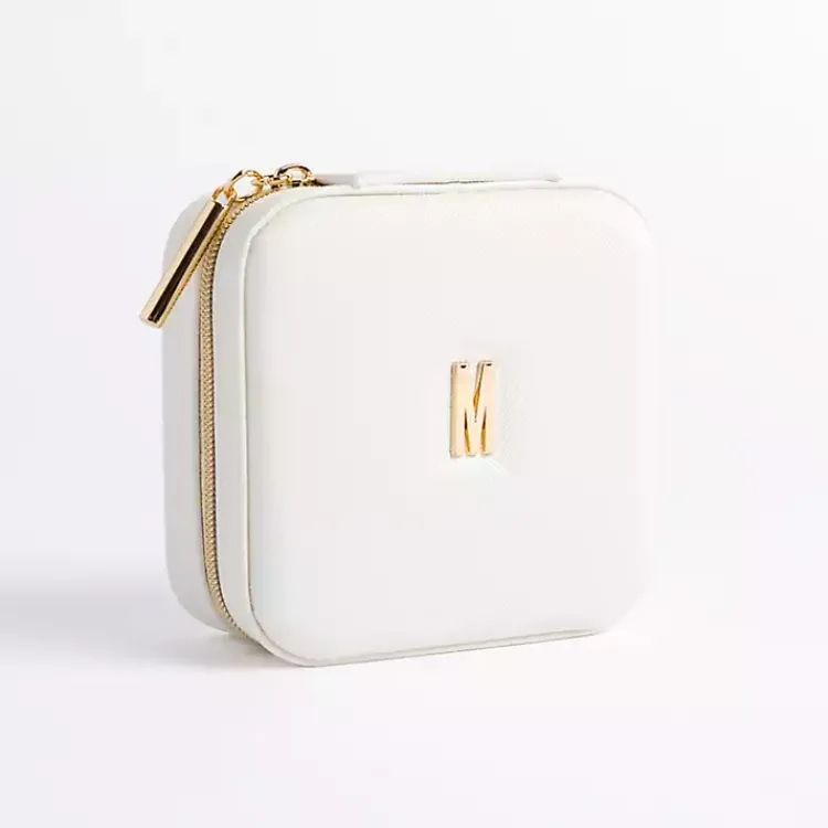 Monogram Seasonal Decor>Kirklands Home Monogram M Travel Jewelry Box White