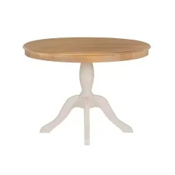 Kirklands Home White Natural Top Pedestal Dining Table Outlet