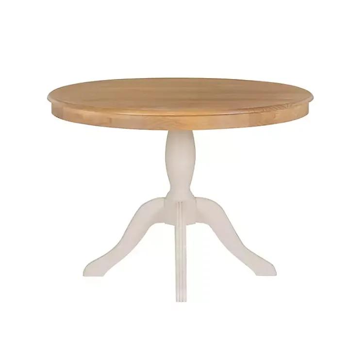Kirklands Home White Natural Top Pedestal Dining Table Outlet