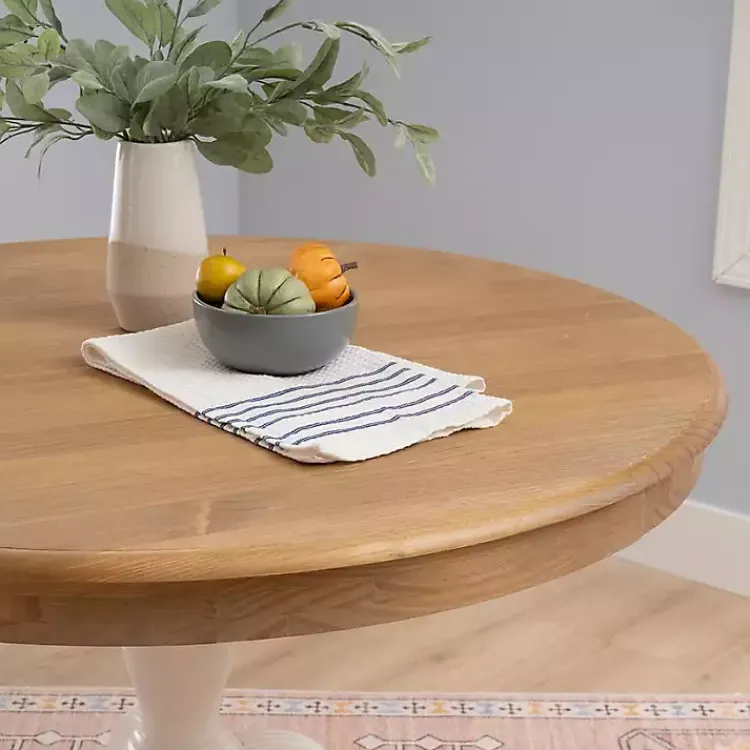 Kirklands Home White Natural Top Pedestal Dining Table Outlet