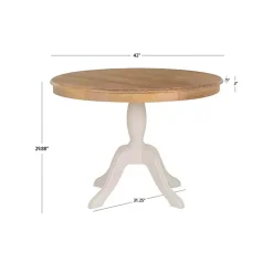 Kirklands Home White Natural Top Pedestal Dining Table Outlet