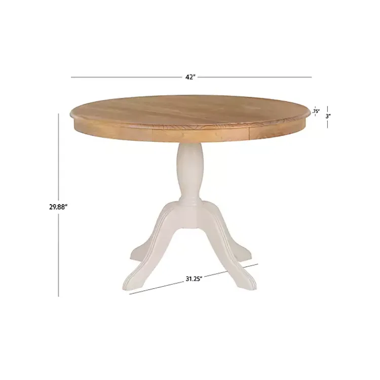 Kirklands Home White Natural Top Pedestal Dining Table Outlet