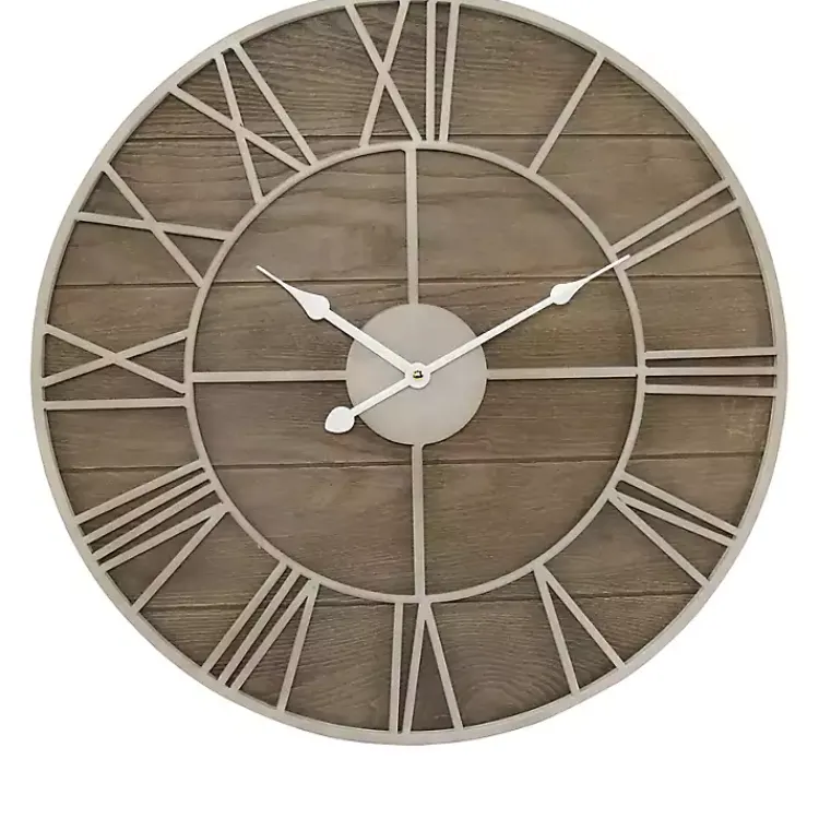 Kirklands Home White Natural Wood Raised Clock Sale