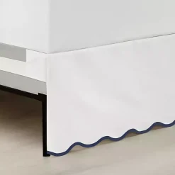 Kirklands Home White Navy Scalloped Coastal Queen Bed Skirt Online