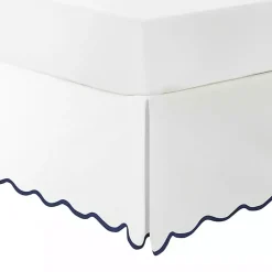 Kirklands Home White Navy Scalloped Coastal King Bed Skirt Outlet
