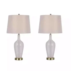 Kirklands Home Needle Neck Ceramic Table Lamps, Set of 2 White Online