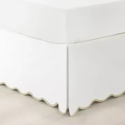 Kirklands Home White Neutral Scalloped Coastal King Bed Skirt Sale